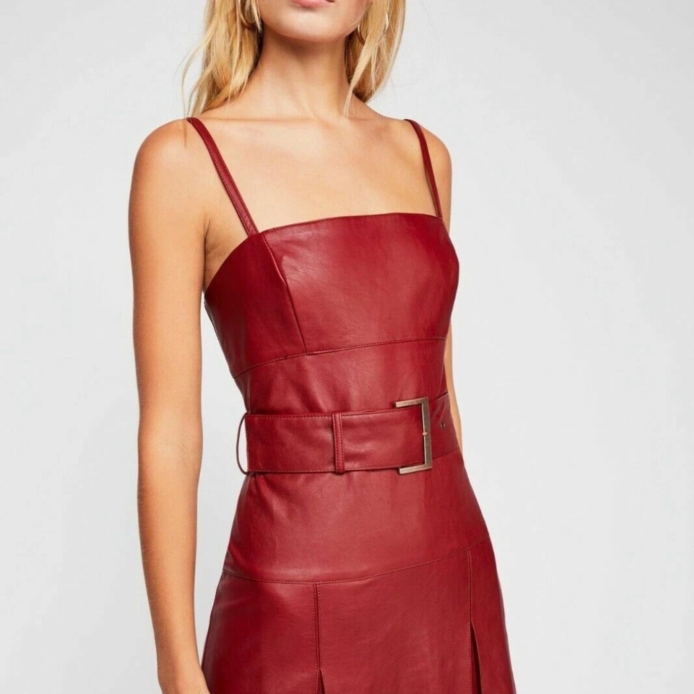 New with Tags Free People Sweet Talk Vegan Leather Mini Dress Size 4